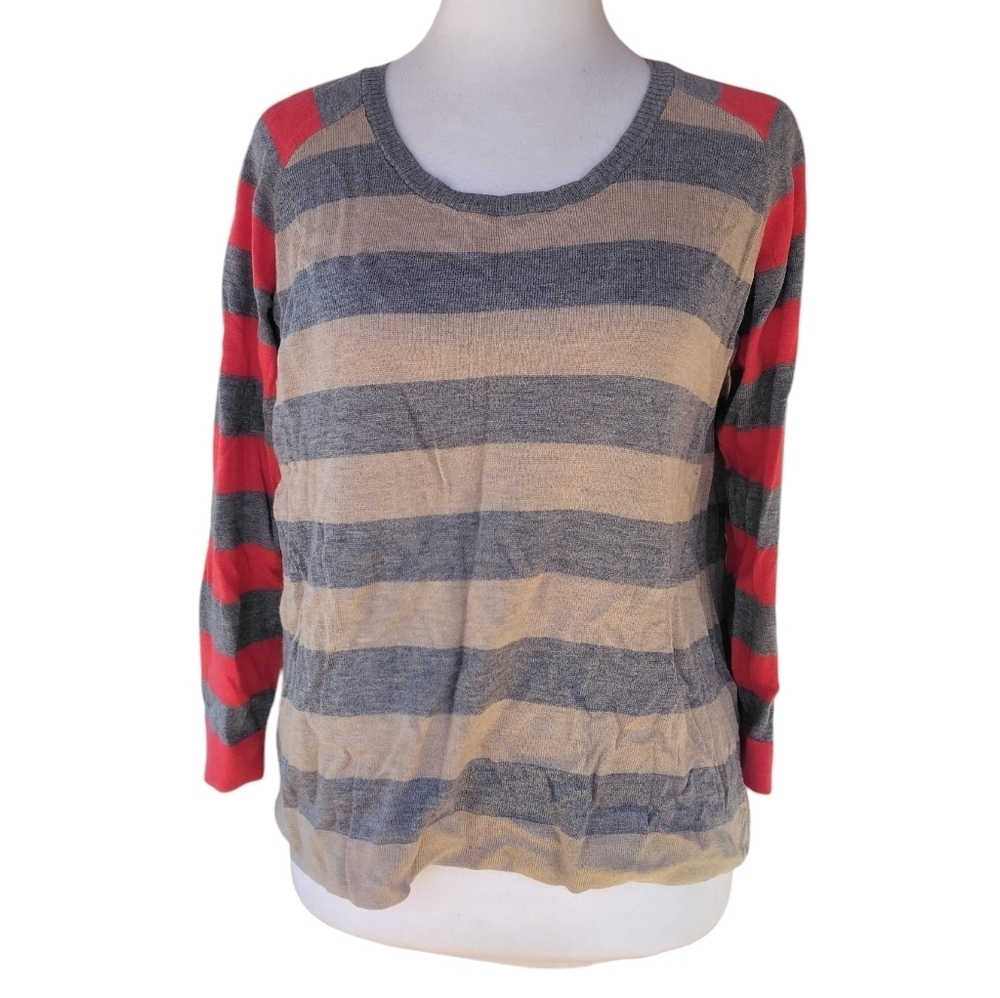 C&C California Women's Striped Henley Sweater Wool Cashmere Blend Size Medium